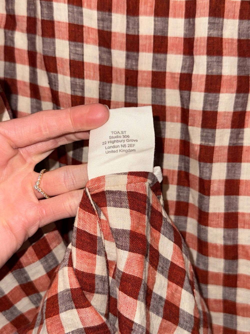 TOAST 100% Linen Gingham Maxi Swing Dress With Pockets Size S” - Picture 9 of 11